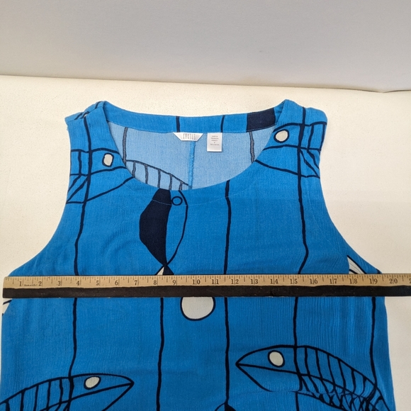 Kaktus Women's Blue Sundress mirror fish print midi rayon Med T-1 - Picture 3 of 10